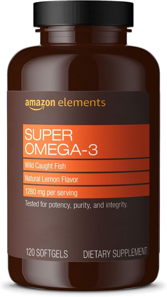 Elementi Super Omega-3, EPA & DHA Omega-3 maščobne kisline (1280 mg na serviranje, 2 softgels), naravna limonina aroma, 120 Število (Pakiranje se lahko razlikuje)