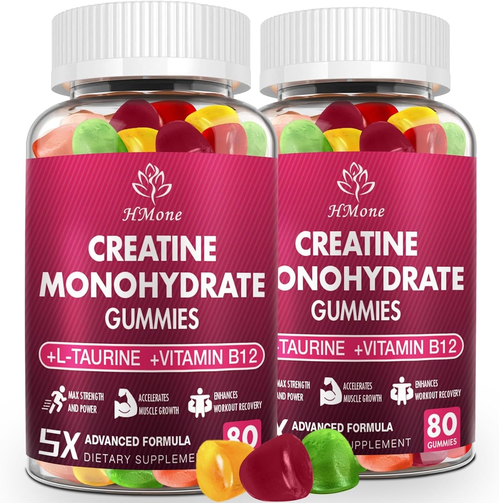 Kreatin Monohidrat Gumiji - 5g za moške in ženske, 160 Count in Kreatin Žvečljivi dodatki za mišice, moč mišic, energijo in mišice graditelj, sladkor brez, vegan