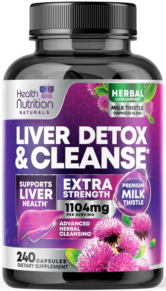 Nežna jetrna čistila Detox in popravila Formula - Napredno Jetrna podpora dodatek s Silymarin Milk Thistle, Dandelion Root, Artichoke Extract, Kurkuma, Choline, & Pese - 240 Veggie kapsule