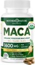 Mati Nature Organic Maca Root kapsule – 1600mg, 120 Veganske kapsule – ne gensko spremenjeni Perujski rumeni, rdeči in črni Maca za moške in ženske - energija, hormon, možgani in teža dobro počutje