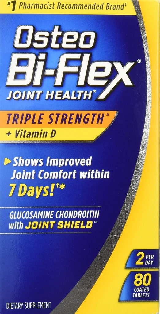 Osteo BiFlex Trojna moč Glukozamin Chondroitin Skupni ščit z vitaminom D, 80 Število