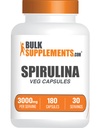 BulkSupplements.com Kapsule Spirulina - Zelena Superfood dodatek, Spirulina dodatek - Vegan, 6 Kapsule na obrok, 180 Število (Pack po 1)