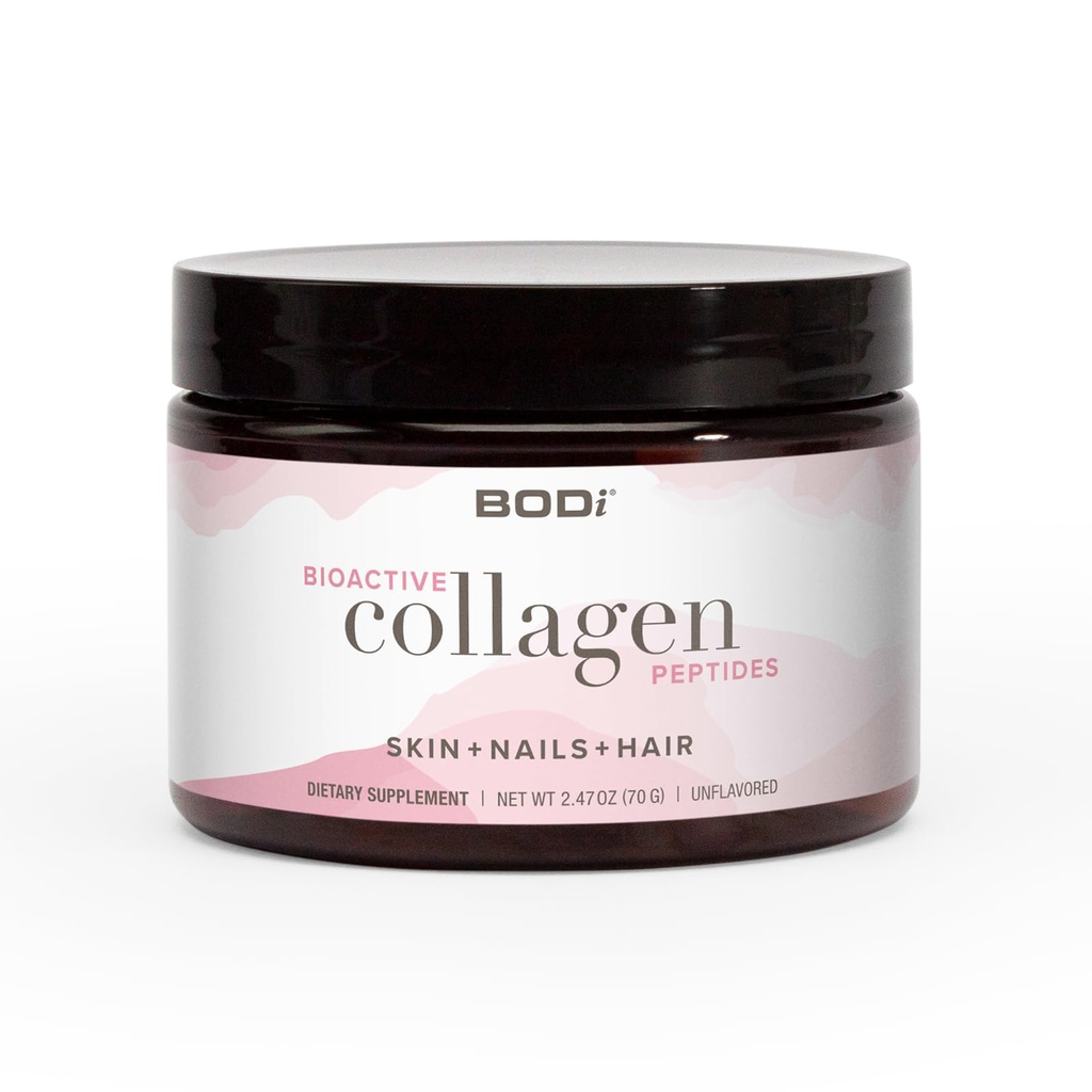 BODi Bioactive Colagen Peptides Prašek, kolagen tipa I & III za zdravje kože, las in nohtov, Gluten-free dodatek za ženske - hidroliziran kolagen, Unflavored, 2.47 oz, 28 Servinges