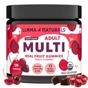 Llama Naturals Multivitamin za ženske in moške, Vegan, organske žvečilke z vitaminom D, C in K, odrasli pravi sadni Gummy vitamini, žvečljivi multivitaminski dodatek, brez dodanega sladkornega trsa, Cherry, 120 Ct