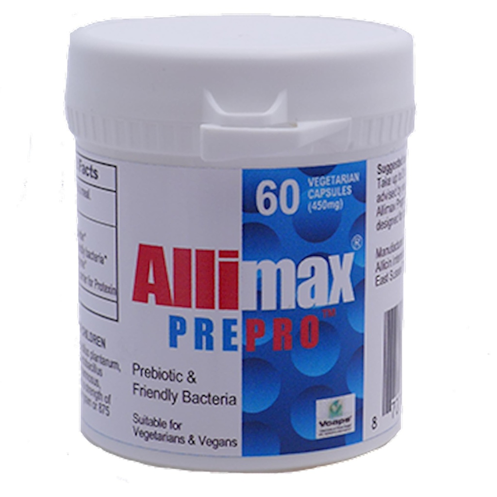 ALLIMAX Pre Pro - 60 Caps. Stabilizirani alicin Plus prebiotiki, probiotiki in prebavni encimi.