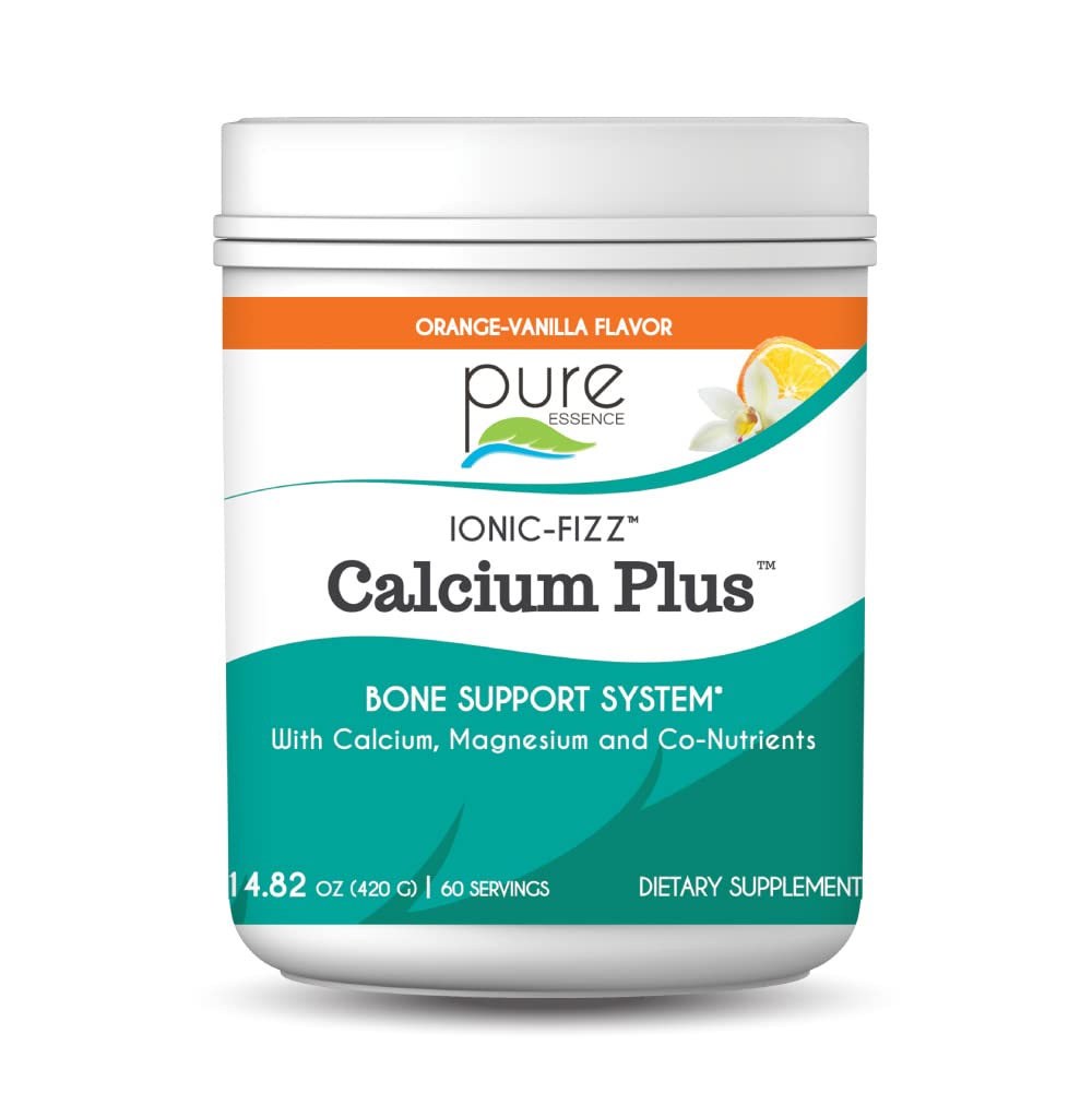 Ionic Fizz Calcium Plus s čisto esenco - popolno razmerje kalcij/magnezij z vitaminom A, B, C, D in kalijevimi močnimi kostmi - oranžna Vanilla - 14.82 oz