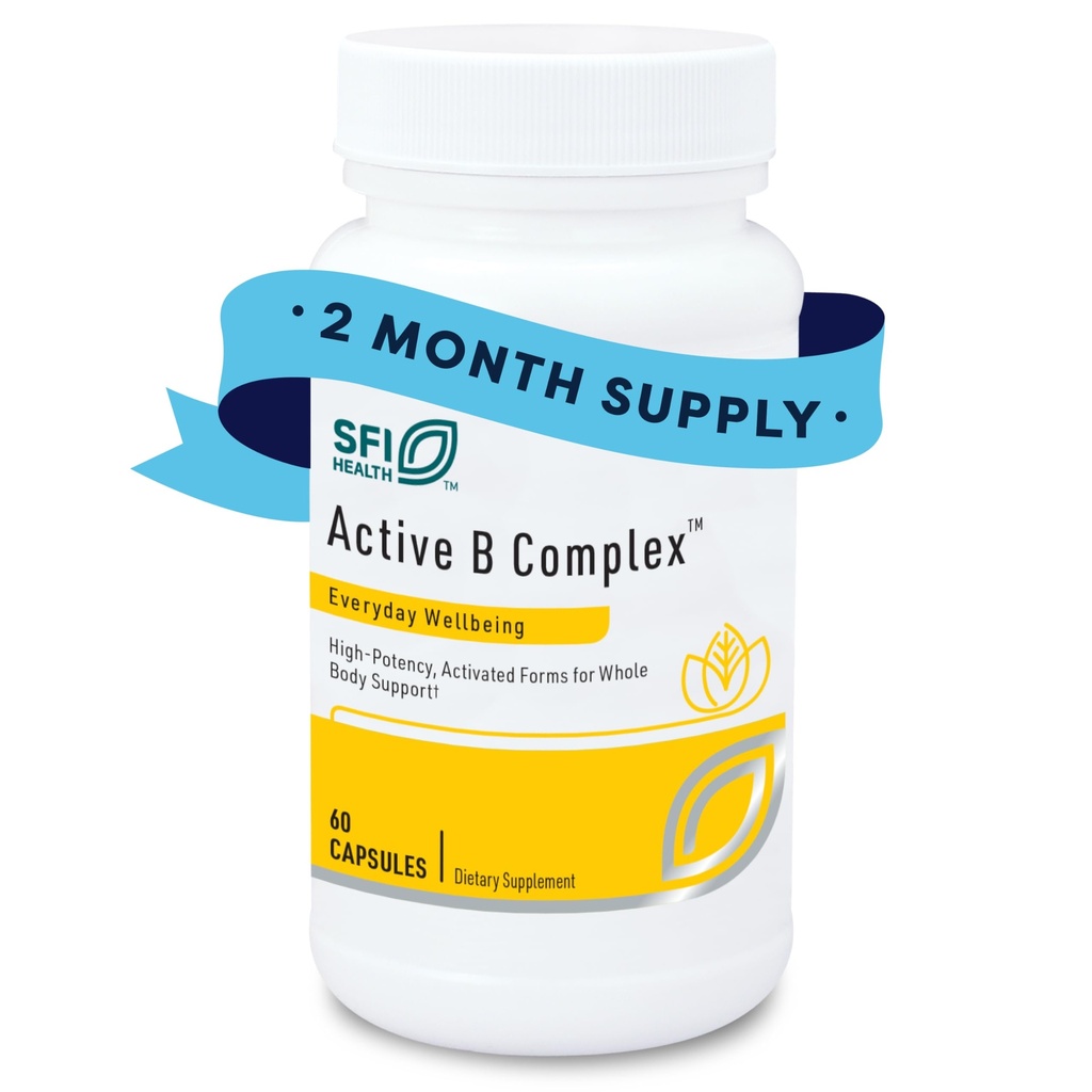 Klaire Labs SFI Health Active B Complex - Metilirani kompleks vitamina B z metil folatom, B12, B6 in več - podpora zdrave energije, možganov, jeter in živcev (60 kapsul)