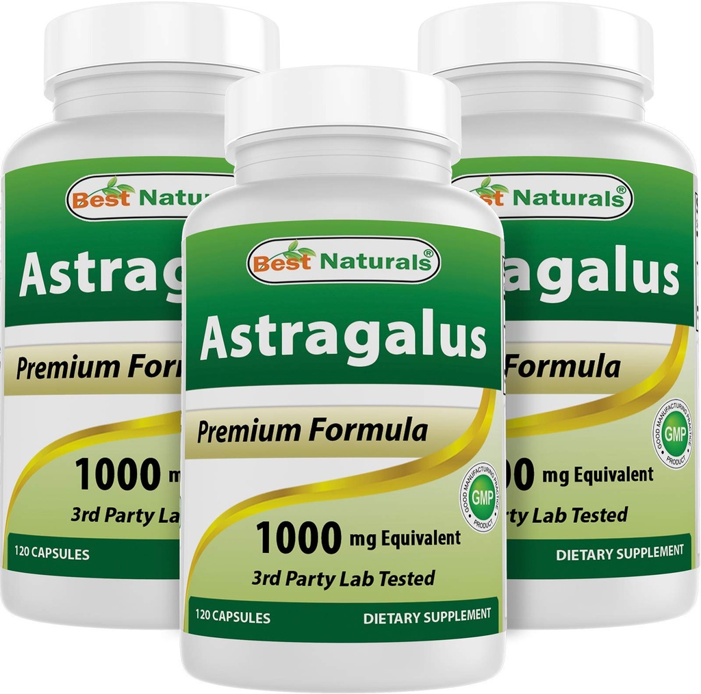 Najboljše naravne kapsule Astragalus, 1000 mg, 120 (paka 3)