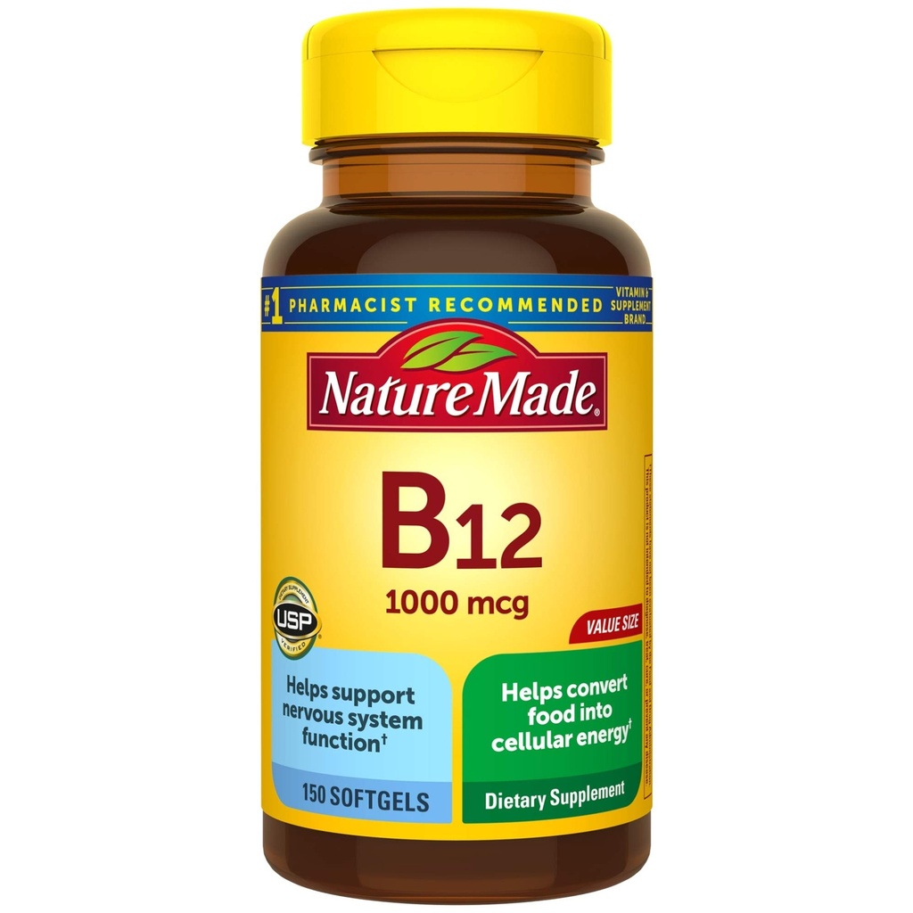 Vitamin B12 1000 mcg softgels, velikost vrednosti 150