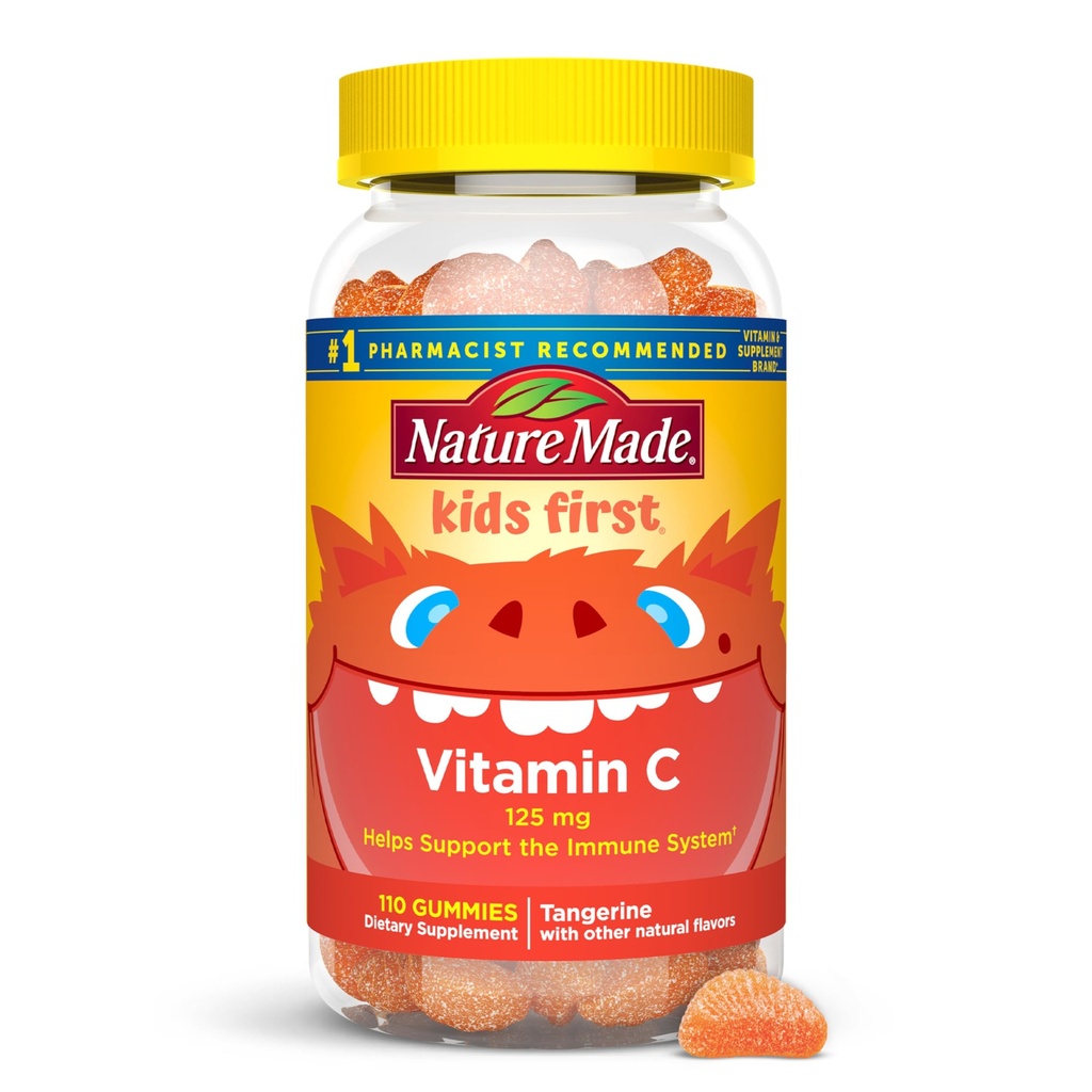 Narava Made Otroci Prvi vitamin C Gumiji za otroke, Prehranska dopolnila za imuno podporo, 110 Gumies, 110 Day Supply