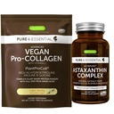 Vegan Vanilla Collagen Protein Powder + Astaksantin Complex Vegan Bundle, Collagen Pospeševanje Formula + Naravni 4mg H. Pluvialis Astaksantin za lase, kože in nohte, Igennus