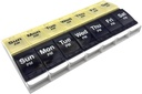 EZY DOZE Push Button (7-Day) Pill Case, Medicine Planner, Vitamin Organizer, 2 krat na dan, AM/PM Container, X-Veliki oddelki, Artritis prijazno, enostaven za uporabo, Jasno Lids, Blue/Yellow, BPA brezplačno