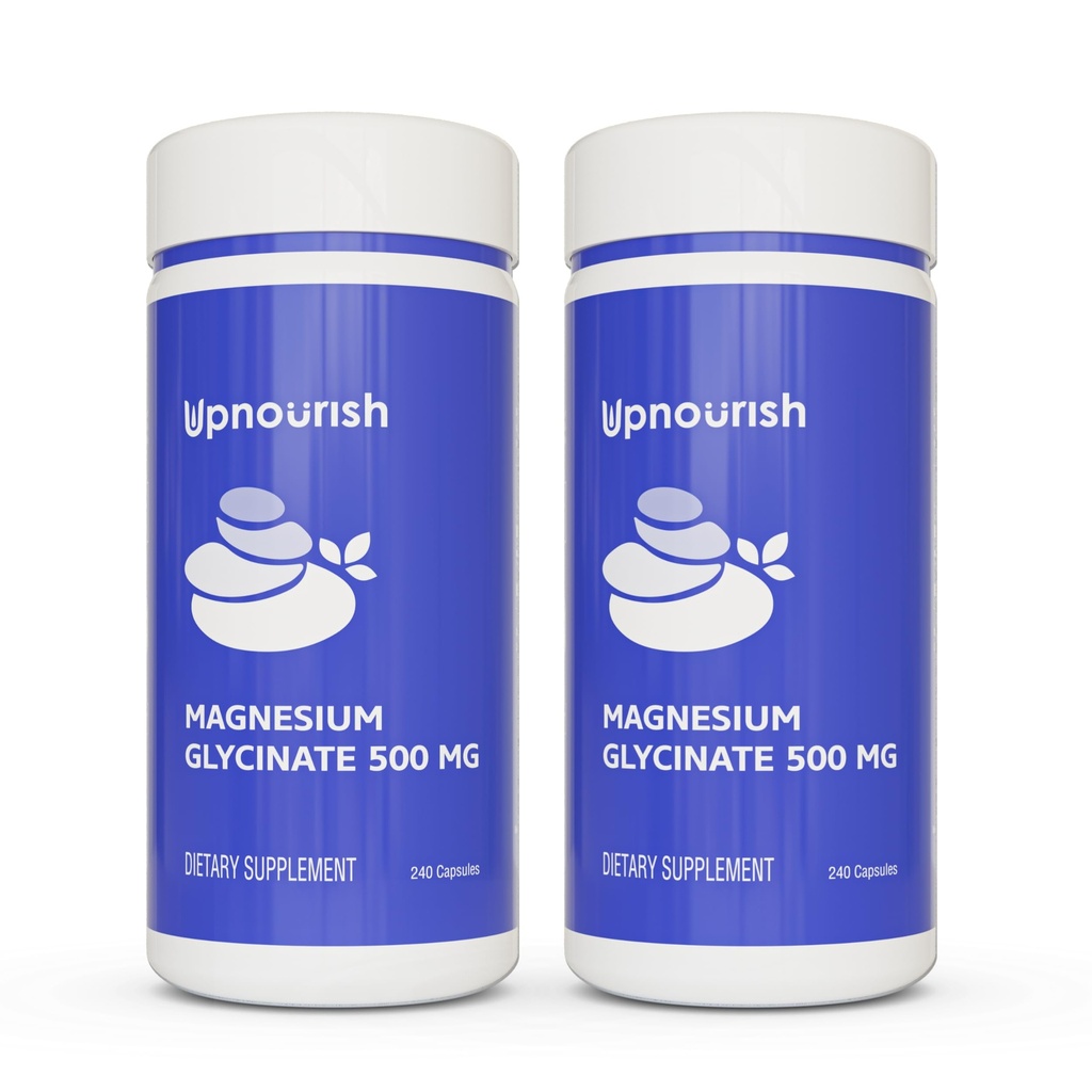Zgornji kelirani magnezij Glicinat 500 mg Kapsule - Magnezijev kelat za visoko absorpcijo - Čisti magnezij dodatek za mirno, noge kratice, mišice sprostitev 480 Kapsule