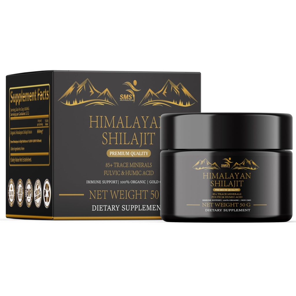 Shilajit Pure Himalajan Shilajit Resin - Gold Grade 100% Pure Shilajit s Fulvic Acid & 85+ Trace Minerals Complex for Energy & Immune Support - 50g