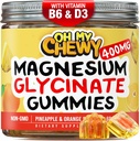 Napolnjeni Magnezij Glycinate Gumies 400MG - Visoka absorpcija za otroke, najstnike in odrasle - dodatek za spanje, mir in mišice sprostitev z B6 & D3 - Gluten Free & Vegan prijazno - 60 Count