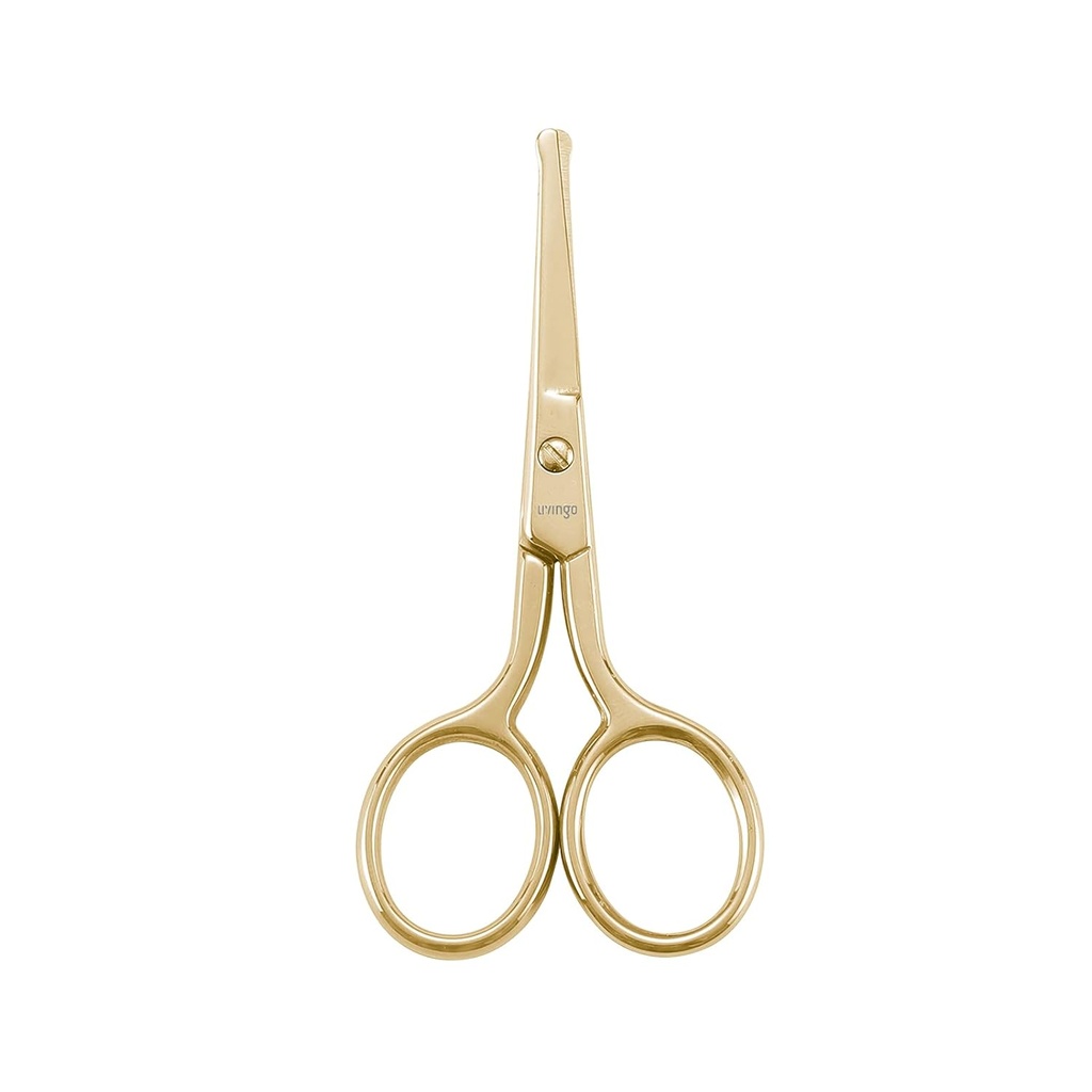 LIVINGO Professional Nose škarje za lase, večnamensko nerjaveče jeklo zaokroženo napitnino ravno rezilo, obrazno dlako brazde za oči uho Trimming Lepotno orodje za moške in ženske, 3.5” Zlato