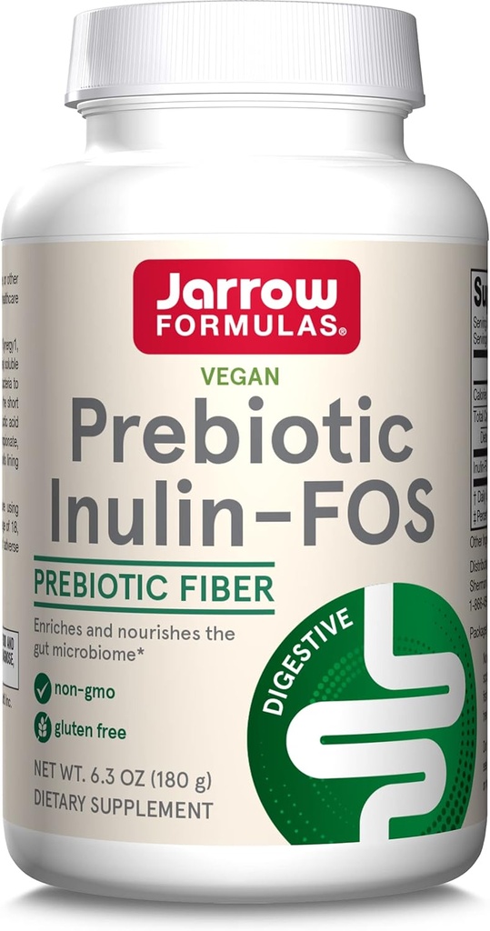 Jarrow Formulas® Prebiotic Inulin FOS Prebiotic Fiber Supplement, 6.3 Oz, Prebiotiki za Gut Zdravje in prebavna podpora, pribl. 47 Servis