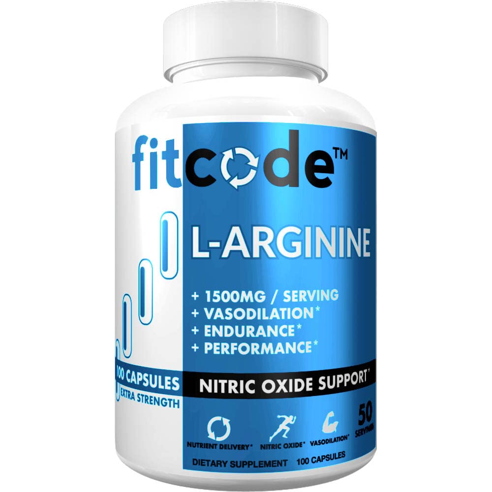 fitcode Pure Extra Jakost L-Arginin HCl 1500mg, dušikov oksid dopolnilo za žilavost, črpalke, vzdržljivost, zmogljivost, rast mišic, energija, Močna N.O. mišice črpalke kapsule (50 Serving)
