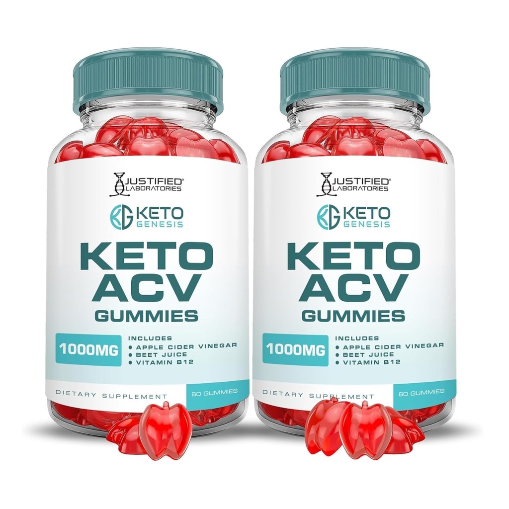 Upravičeni laboratoriji (2 Pack Keto Genesis Keto ACV Gummies Formula 1000MG Keto Genesis Keto Gummies Apple Cider Vinegar Oblikovan s Pomegranate Beet Juice v prahu B12 Vegan Non GSO 120 Gummies