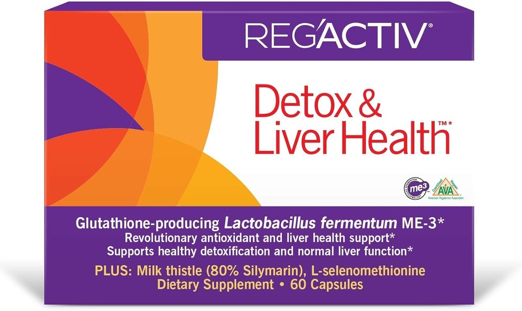 REG'ACTIV Detox & Jetra Health, 60 kapsul z Lactobacillus fermentum ME-3, ki proizvaja glutation