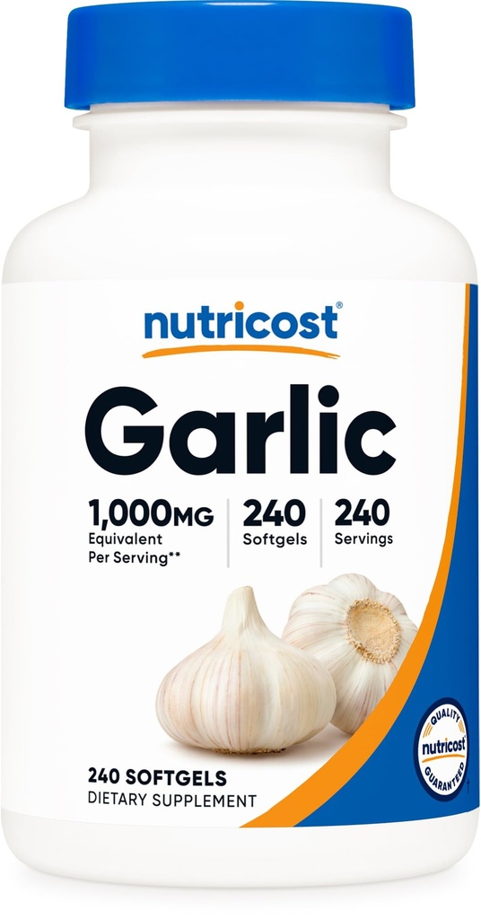 Nutricost Česen 1000mg, 240 Softgels - Brez vonja, Premium Gluten brezplačno dodatek