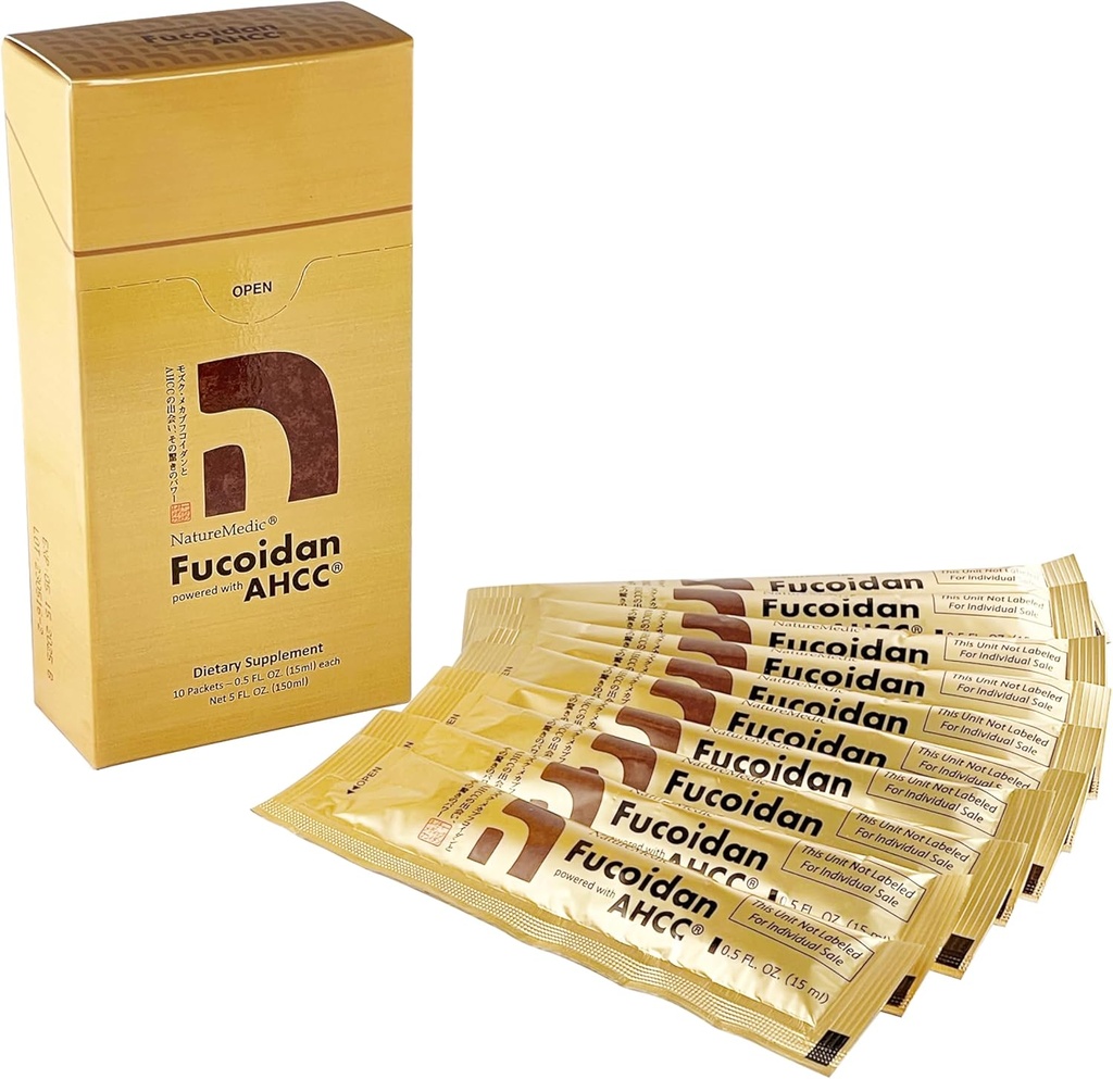 Fucoidan Powered with AHCC® Brown Seaweed Immunity dodatek z visoko čistostjo organsko Mekabu Mozuku Agaricus 10 koncentrirani tekoči ekstrakt paketi izdelani na Japonskem