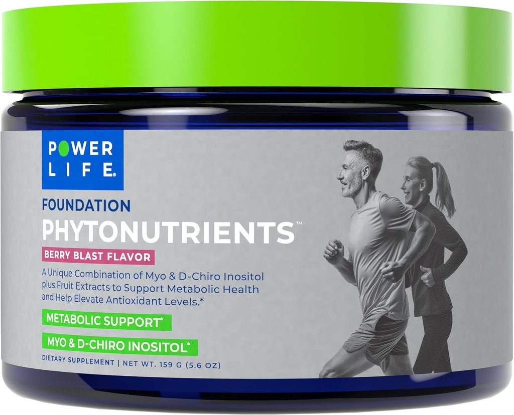 POWERLIFE - Foundation Phytonutrients - Myo-Inositol & D-Chiro-Inositol prašek z peso koren, kokosovo vodo in antioksidant Bogati Super sadeži - 30 Servingov