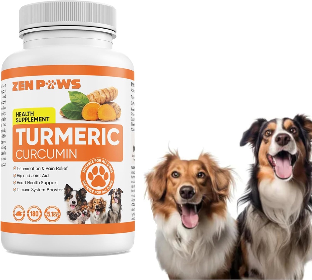 Kurkumi za pse – 180 Count Tablet zdravljenje z Curcumin & Piperine – Skupno zdravje, Mobilnost, Alergija & Srbečica Relief, koža & plašč, Hot Spots – Duck Flavor z lososovim oljem