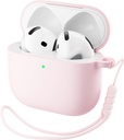 ORNARTO za AirPods 4 Primer, Soft Silikone Polna zaščitna prevleka z LED vidni, Združljiv z AirPods 4. Generation 2024 - Chalk Pink