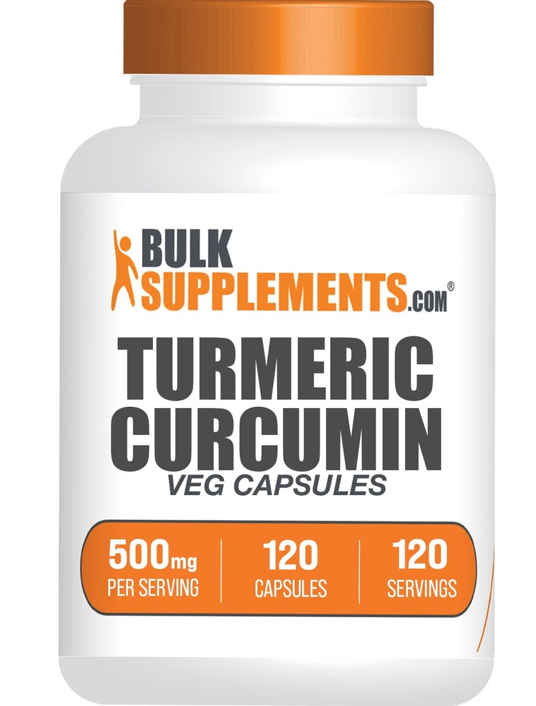 BulkSupplements.com Turmeric 500mg Extract kapsule - kurkumin dopolnila, kurkumin - Gluten brez,120 Veg kapsule (paket po 1)