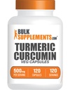 BulkSupplements.com Turmeric 500mg Extract kapsule - kurkumin dopolnila, kurkumin - Gluten brez,120 Veg kapsule (paket po 1)
