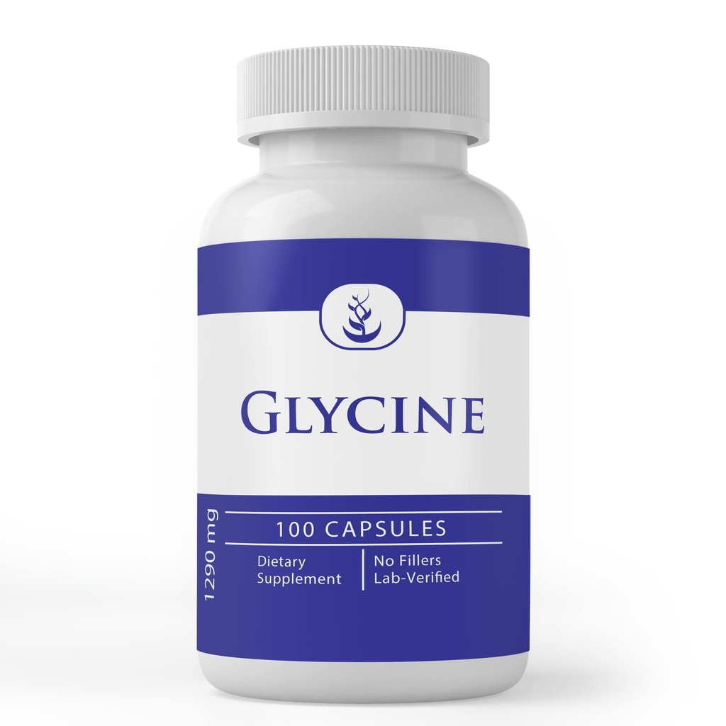 Čiste izvirne sestavine Glicin, (100 kapsul) Čist, brez dodatkov ali polnil, laboratorij preverjen