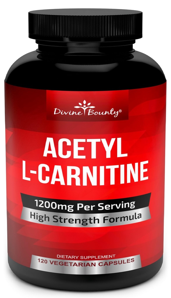 Božanski Bounty Acetil L-karnitin Kapsule 1200mg Na postrežbo - L Karnitine Dodatek 120 Vegetarijanske kapsule