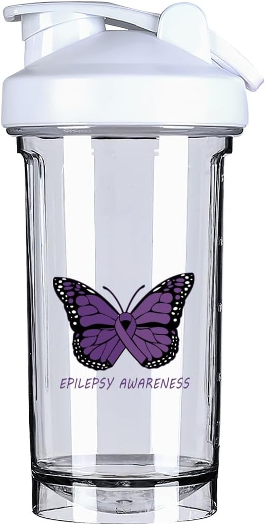 Epilepsija Ozaveščanje 18 Ounce Shaker steklenica Drink Mixer Leak-proof Pre Worout Protein Shake Meal zamenjava stresa steklenice 500ML/18 Oz bela