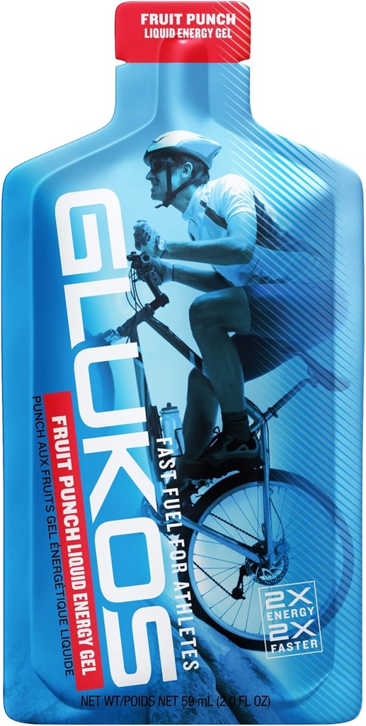 Glukos Energy Gels za tekače 2oz Packets, Tekoči geli z elektroliti, Pladenj 12 Število