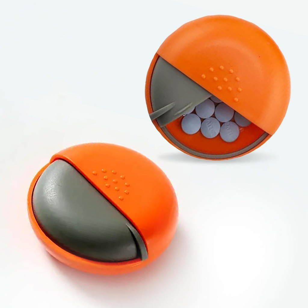 Round Travel Organizer - Prenosne majhne tablete Škatla za torbice - Kompakten, Puh-Proof Medicine Container za tablete, Vitamini, ribje olje, Dodatki - BPA-free, Trajno oblikovanje, 2.75" (Orange)