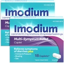 Imodijev multisimptom Relief Caplets z loperamidnim hidrokloridom in simetikonom, antidiareja zdravila za zdravljenje driske, plina, napihnjenosti, krčev in tlaka, 2 pakiranji