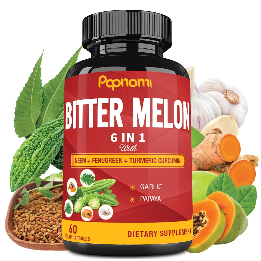 Izvleček organskih bitter melon - 60 tablet 2 mesec - kombinirani Neem, Fenugreek, Curcumin, Česen & Papaya