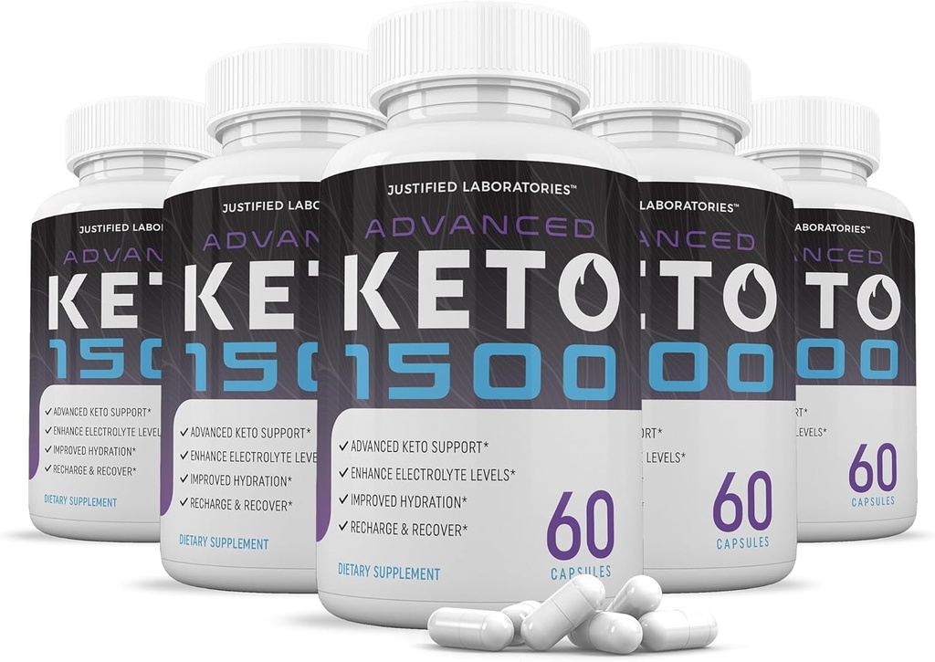 (5 Pack) Advanced Keto 1500 Keto tablete 1275MG Nova in izboljšana formula vsebuje Apple Cider kis Extra Deviško oljčno olje v prahu zeleni čaj List 300 kapsul
