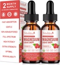 (2 pakiranji) Magnezijev Glicinat Tekoče kapljice w/ 1500mg Magnezijev glicinat, Taurat, Malat, Citrat, Kalcij Plus Kalij za živec, kosti, zdravje srca in energijo Zzz - Visoka absorpcija-Raspberry aroma
