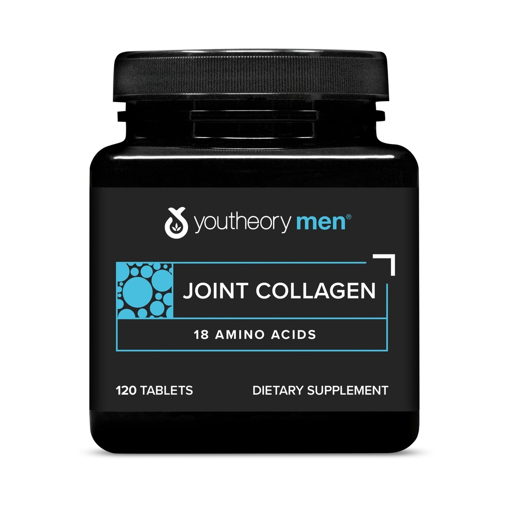 Youteory Men's Joint Collagen z 18 aminokislinami - las, nohti, mišice, kosti in skupna podpora - z Boswellia Extract, Ginger & Black Pepper* - 120 tablet (60-dnevna zaloga)