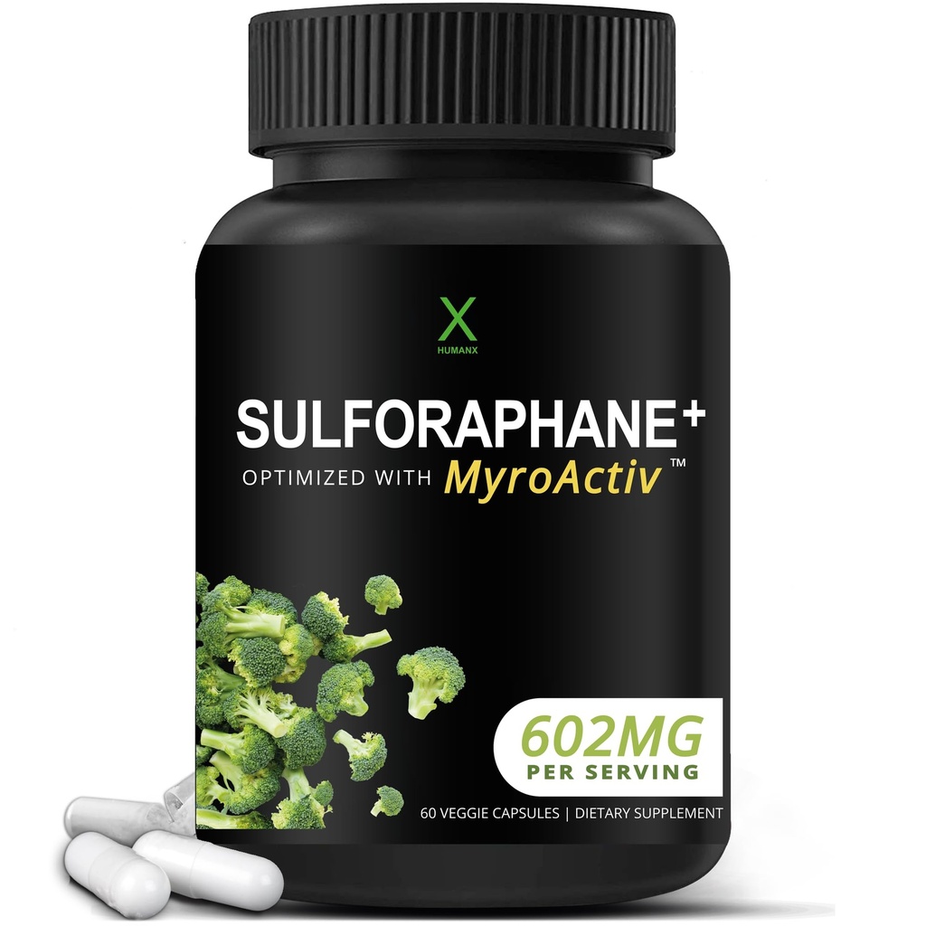 HUMANX Sulforaphane+ 602mg - ZDA Tretja stranka Tested - Sulforaphane z Broccoli semena ekstrakt & Moringa - Podpira antioksidant proizvodnje, razstrupljanje, in celično zdravje - Broccoli dodatek