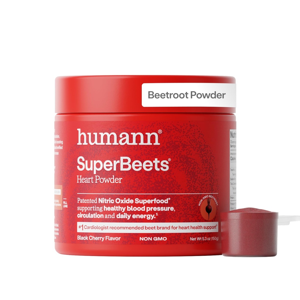 HumanN SuperBeets Pesa korenski prašek - ne-GMO Pesa koren Superfood - dušikov oksid dopolnilo za zdravje srca, kroženje in podporo krvnega tlaka - Črna Cherry, 30 Servings