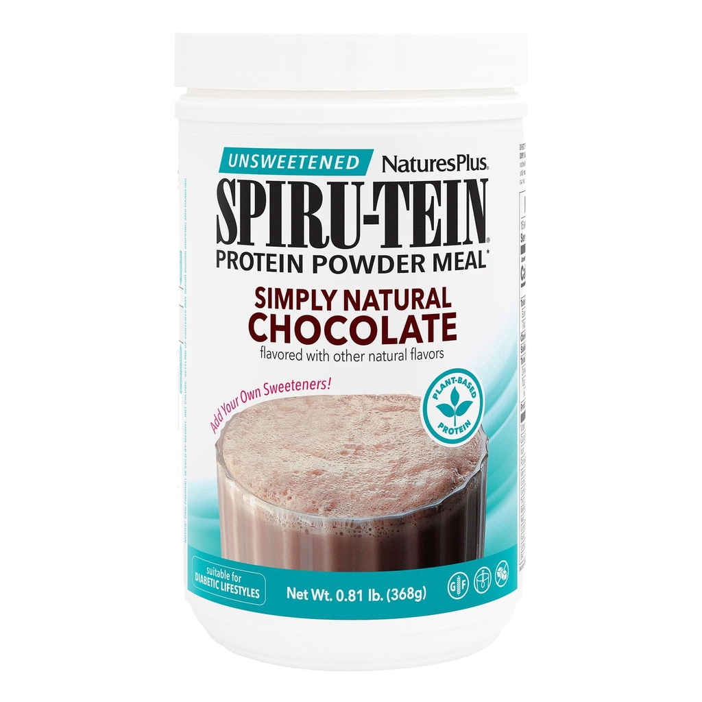 Narava Plus preprosto naravni SPIRU-TEIN Shake - Nesladkana čokolada - 0,82 lb Beljakovine v prahu - Naravna energija - Podpira Diabetic Lifestyle - Vegetarian, 16 Servings