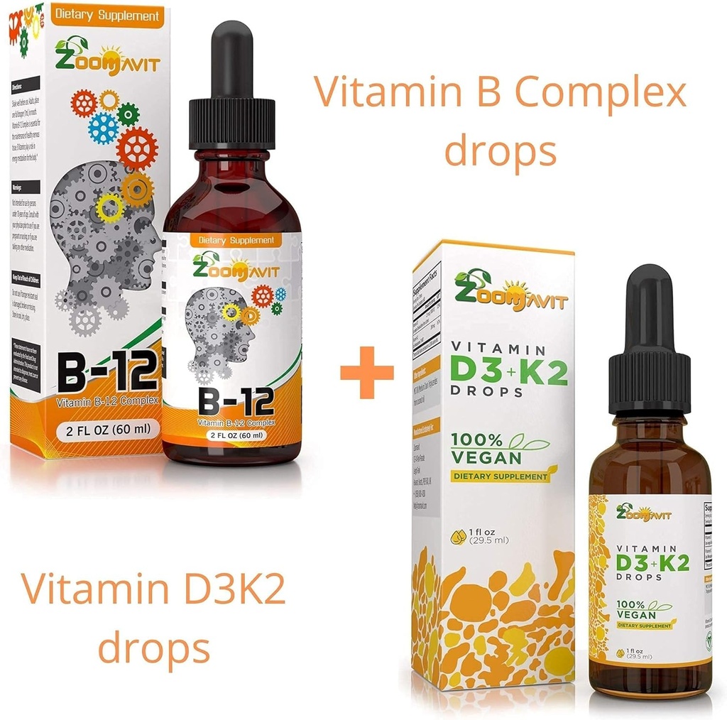 Vitamin B kompleksne kapljice + vegan vitamin D3 K2 kapljice