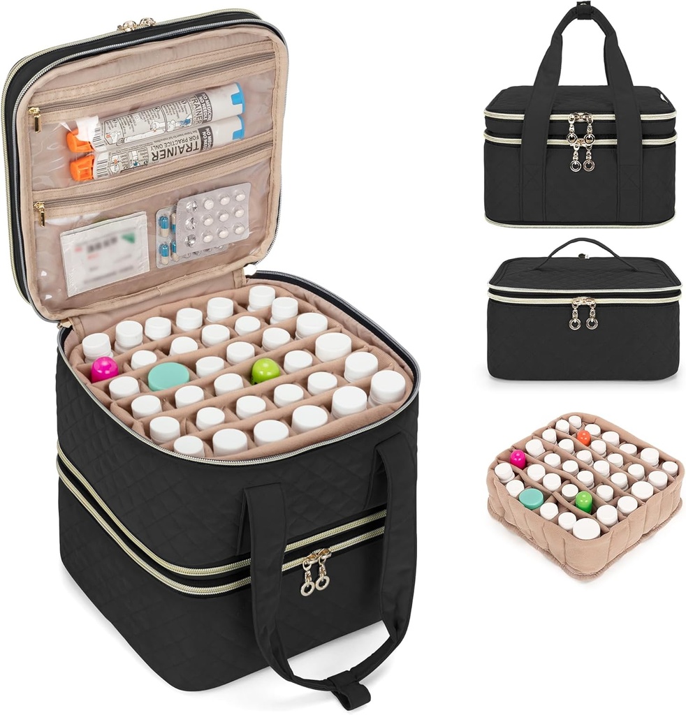 Yarwo tablete Bottle Organizator Skladišče, 3 Layers Medicine Travel Case Prazno z lahkoto oblikovanje in deli za tablete, Poti, Vitamini in Nujna prva pomoč dobave, črna (PATENT DESIGN)
