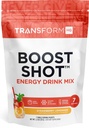 TransformHQ Boost Shot Powder Drink Packets, Jagodna limonada, 7 Pack, energijske dodatke za ženske in moške, s kofeinom, vitamin B12, B9, B6 in B3