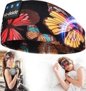 LC-dolida Sleep slušalke Naglavni trak Bluetooth 5.4, Športni slušalke slušalke slušalke Brezžične z zvočnikom Mikrofon USB C za ženske, ki spijo darilo jogging joga Insomnia Travel Meditation, Butterfly