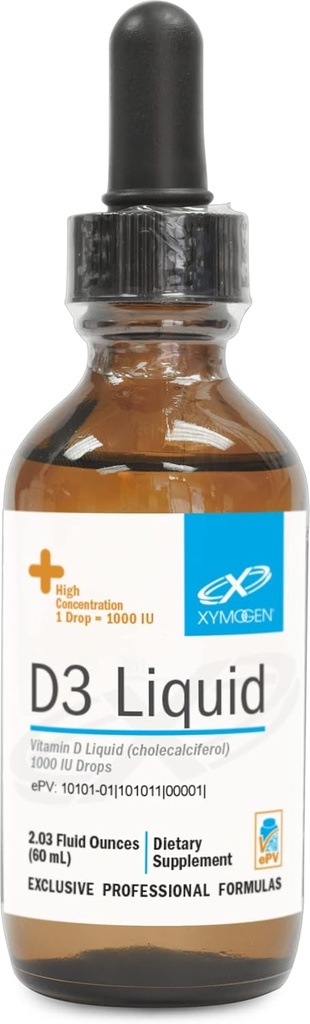 XYMOGEN D3 Kapljice tekočega vitamina D z vitaminom D3 za podporo imunskega zdravja, zdravja kosti in srca - 1000 i.e. VIT D na kapljico - mikroemulgirane za izboljšano absorpcijo (2,03 oz / 1500 Serving)