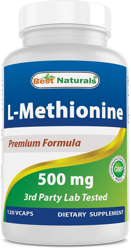 Najboljši naravni L-metionin 500 mg 120 Veggie kapsule